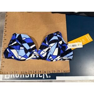 New! Body I.D. Women Blue Geometric Underwire Bikini Top Size 14 NWT Swim Suit